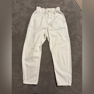 Zara High-Waist Paperbag White Jeans